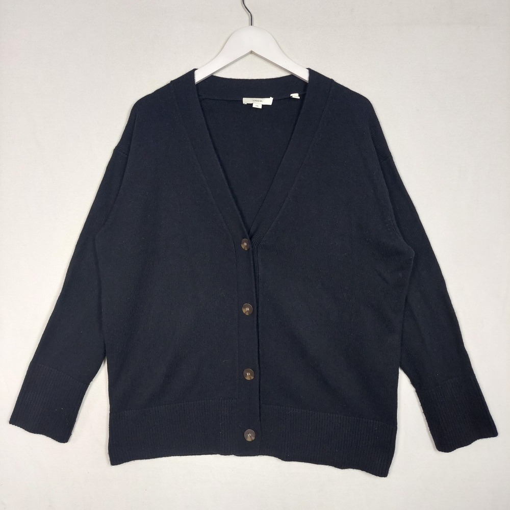 Vince Wool Cashmere V-Neck Cardigan Sweater Navy Blue Large RN106730